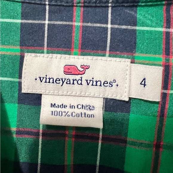Vineyard Vines Green Plaid Button Down Top - Size 4 - Picture 6 of 9